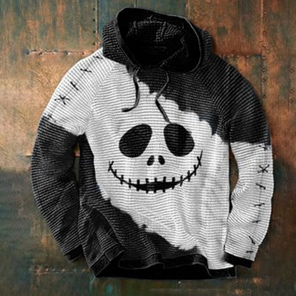 Men's Halloween Hoodie with Full-Zip and Spooky Graphic Print