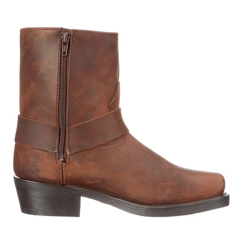 Men's Harness Ankle Boots with Square Toe and Stud Detail
