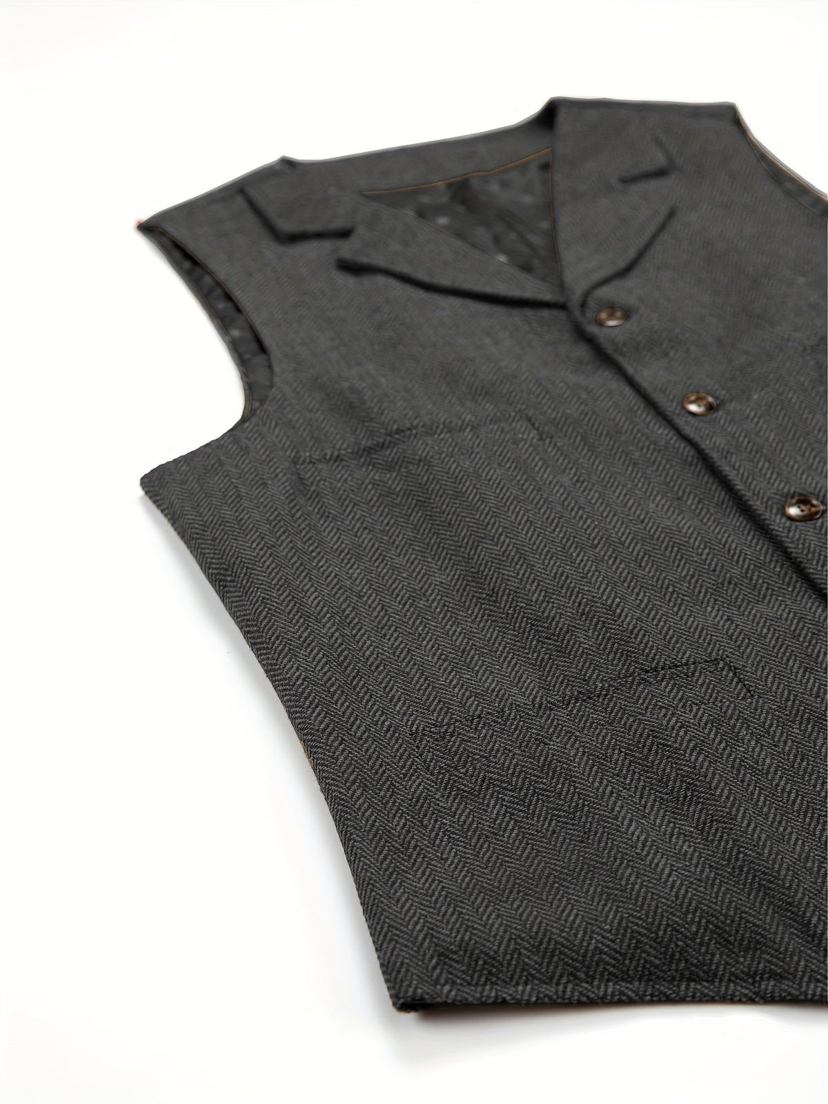 Men's Herringbone Suit Vest with Notch Lapel