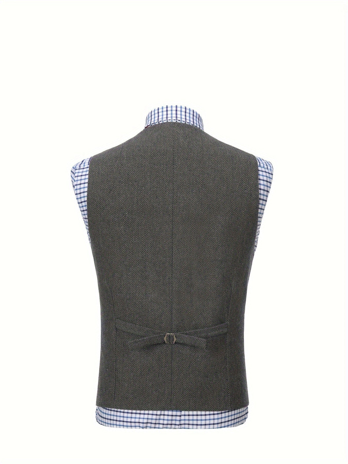 Men's Herringbone Suit Vest with Notch Lapel