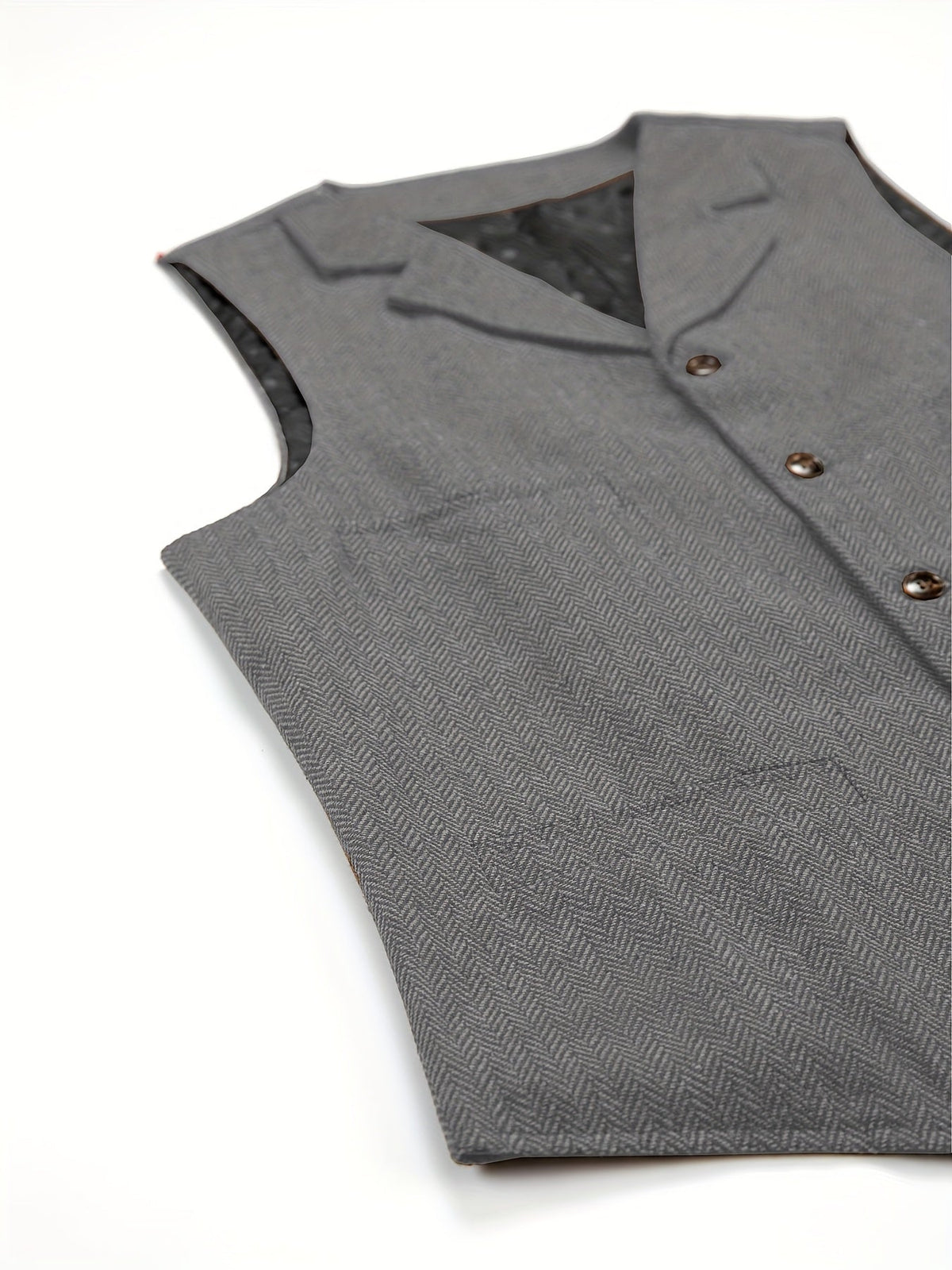 Men's Herringbone Suit Vest with Notch Lapel