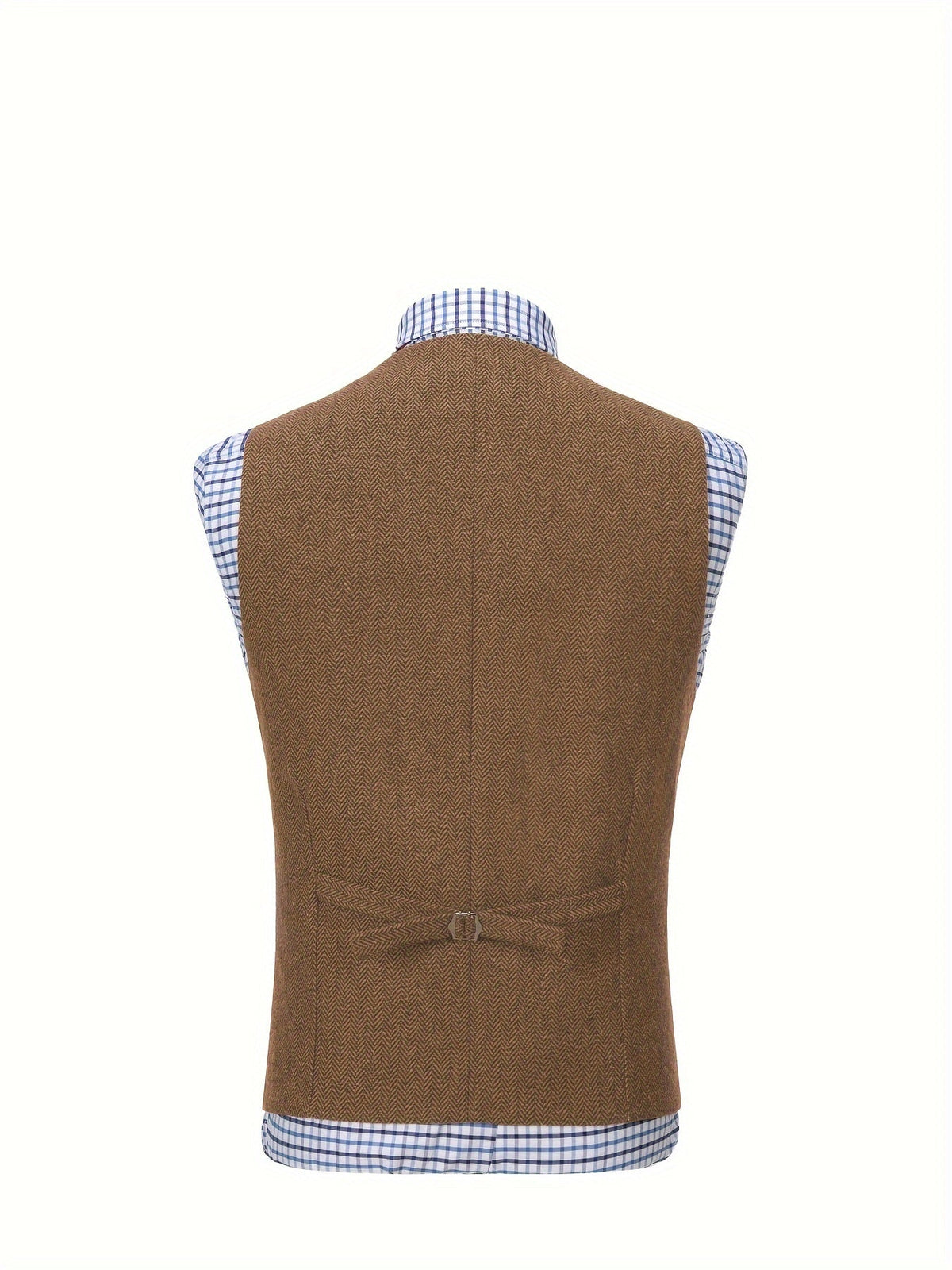 Men's Herringbone Suit Vest with Notch Lapel