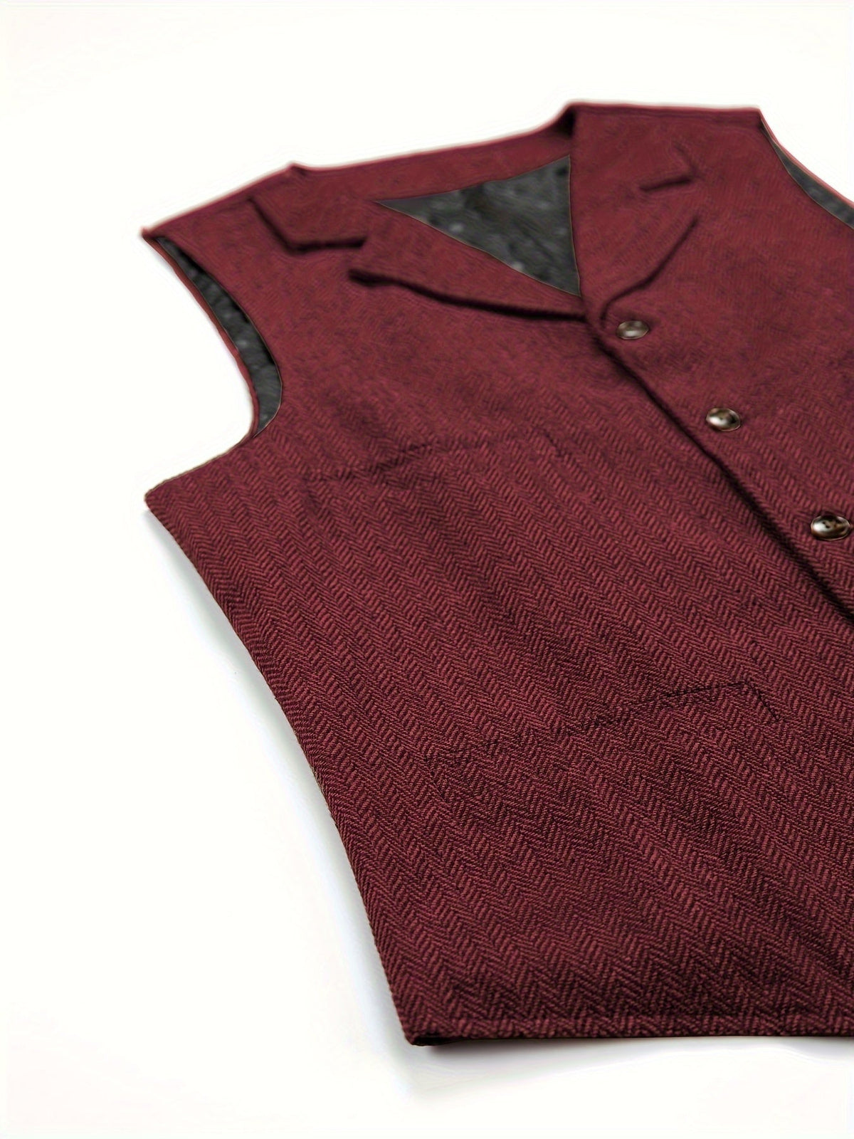 Men's Herringbone Suit Vest with Notch Lapel