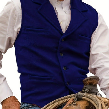 Men's Herringbone Suit Vest with Notch Lapel