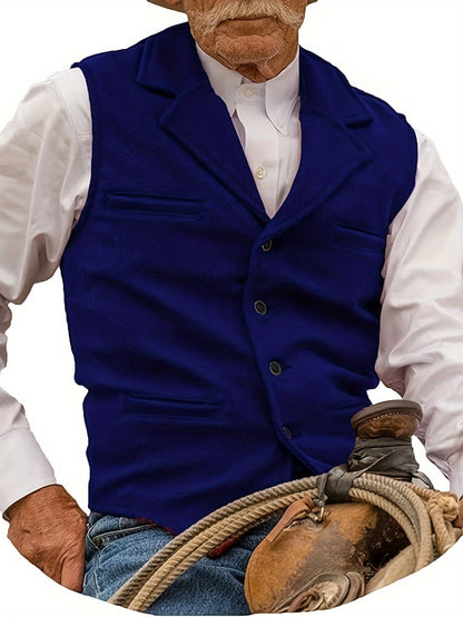 Men's Herringbone Suit Vest with Notch Lapel