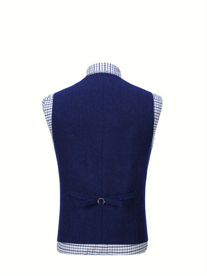 Men's Herringbone Suit Vest with Notch Lapel
