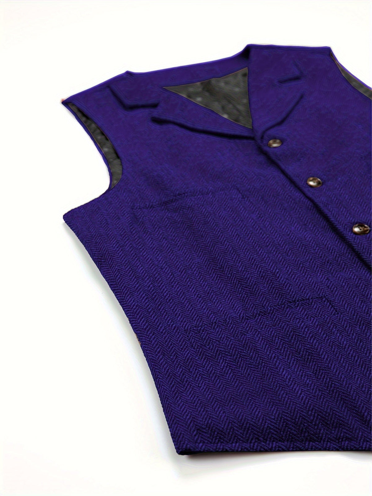 Men's Herringbone Suit Vest with Notch Lapel