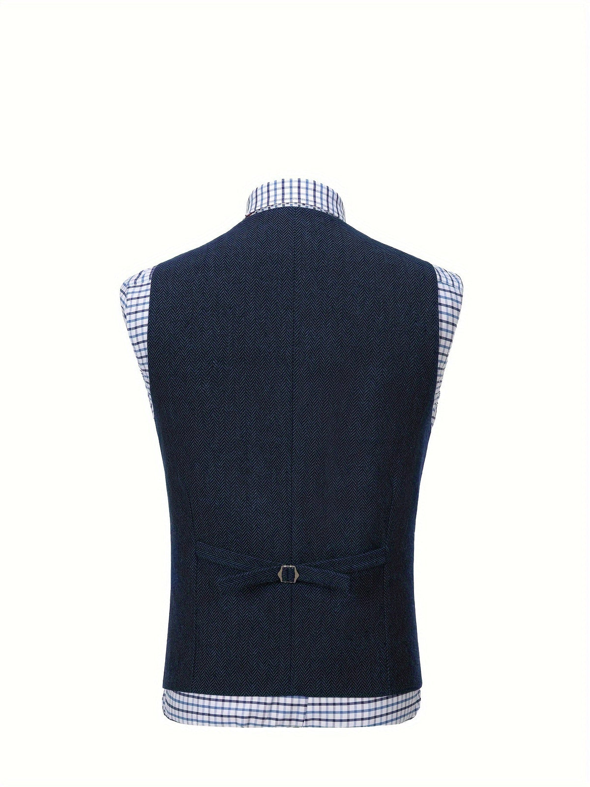 Men's Herringbone Suit Vest with Notch Lapel