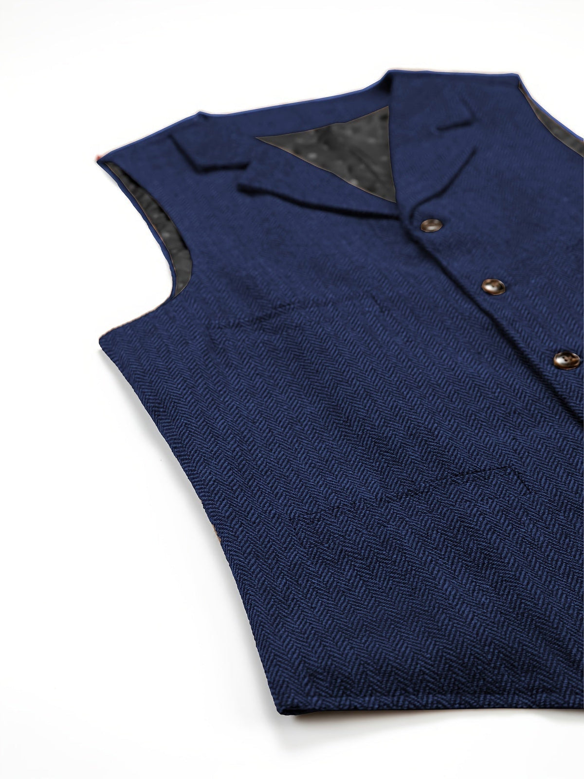 Men's Herringbone Suit Vest with Notch Lapel