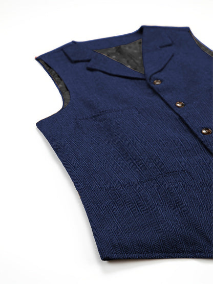 Men's Herringbone Suit Vest with Notch Lapel