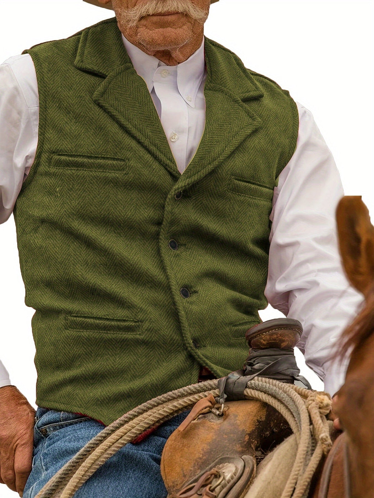 Men's Herringbone Suit Vest with Notch Lapel
