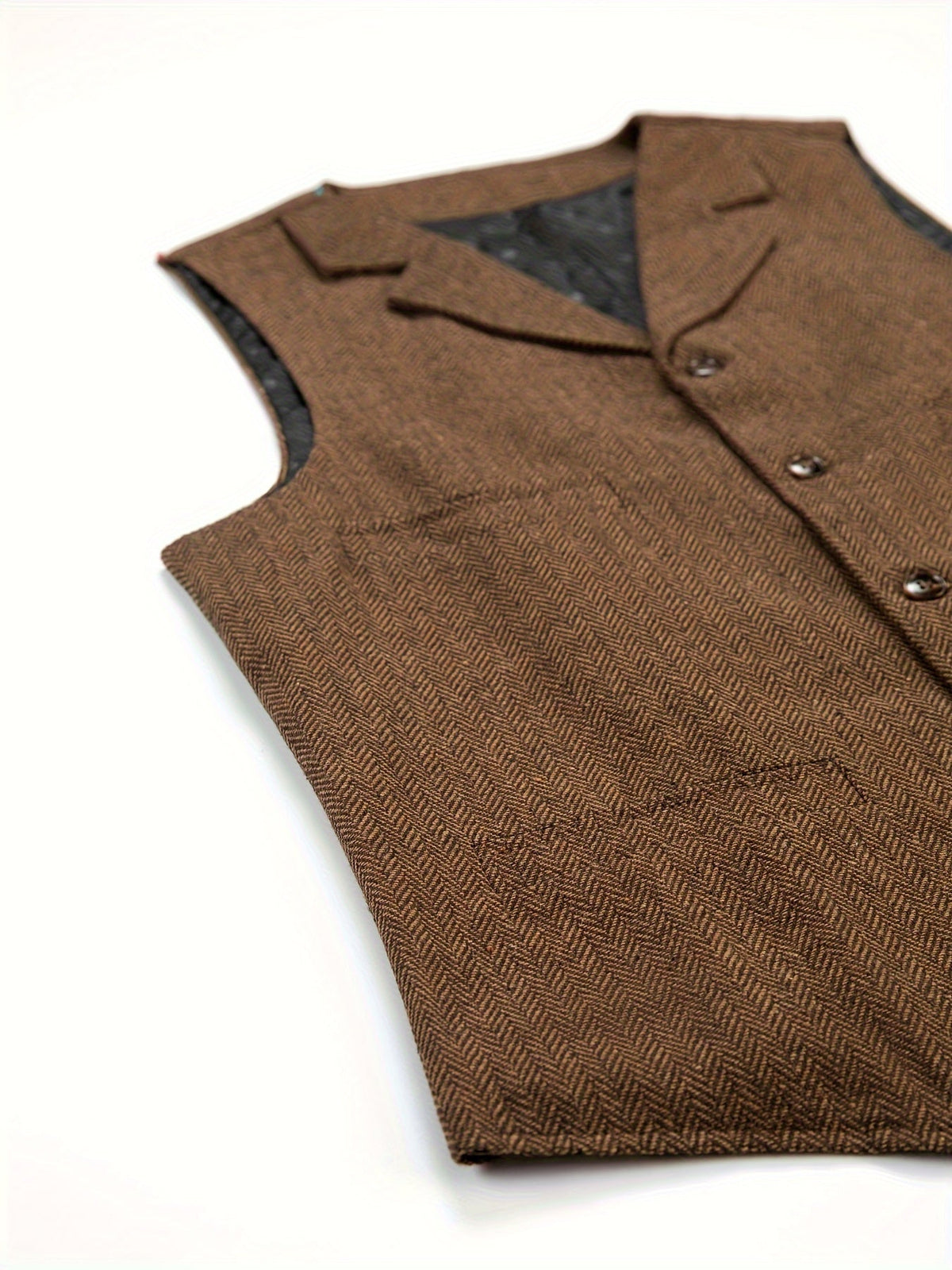 Men's Herringbone Suit Vest with Notch Lapel