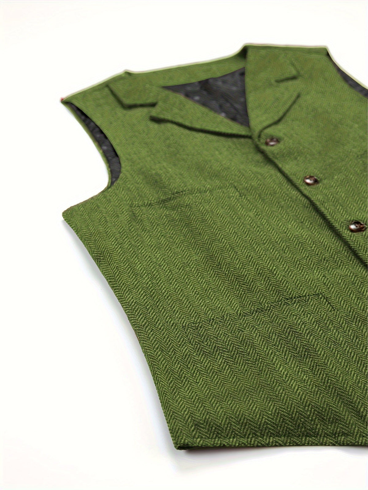 Men's Herringbone Suit Vest with Notch Lapel