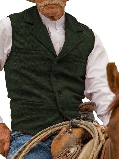 Men's Herringbone Suit Vest with Notch Lapel