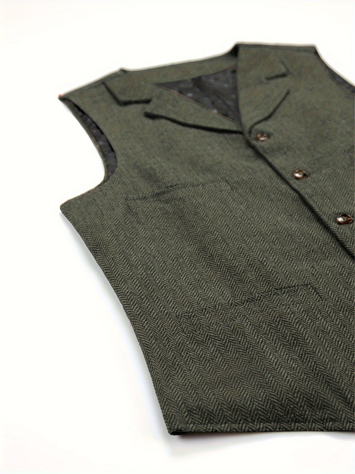 Men's Herringbone Suit Vest with Notch Lapel