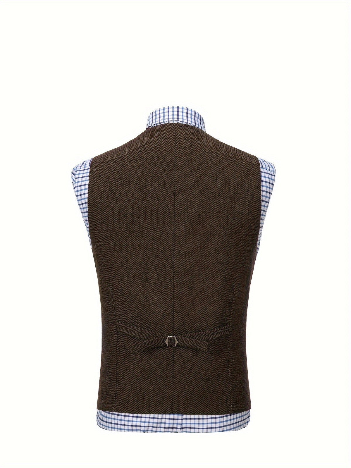 Men's Herringbone Suit Vest with Notch Lapel