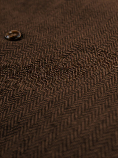 Men's Herringbone Suit Vest with Notch Lapel