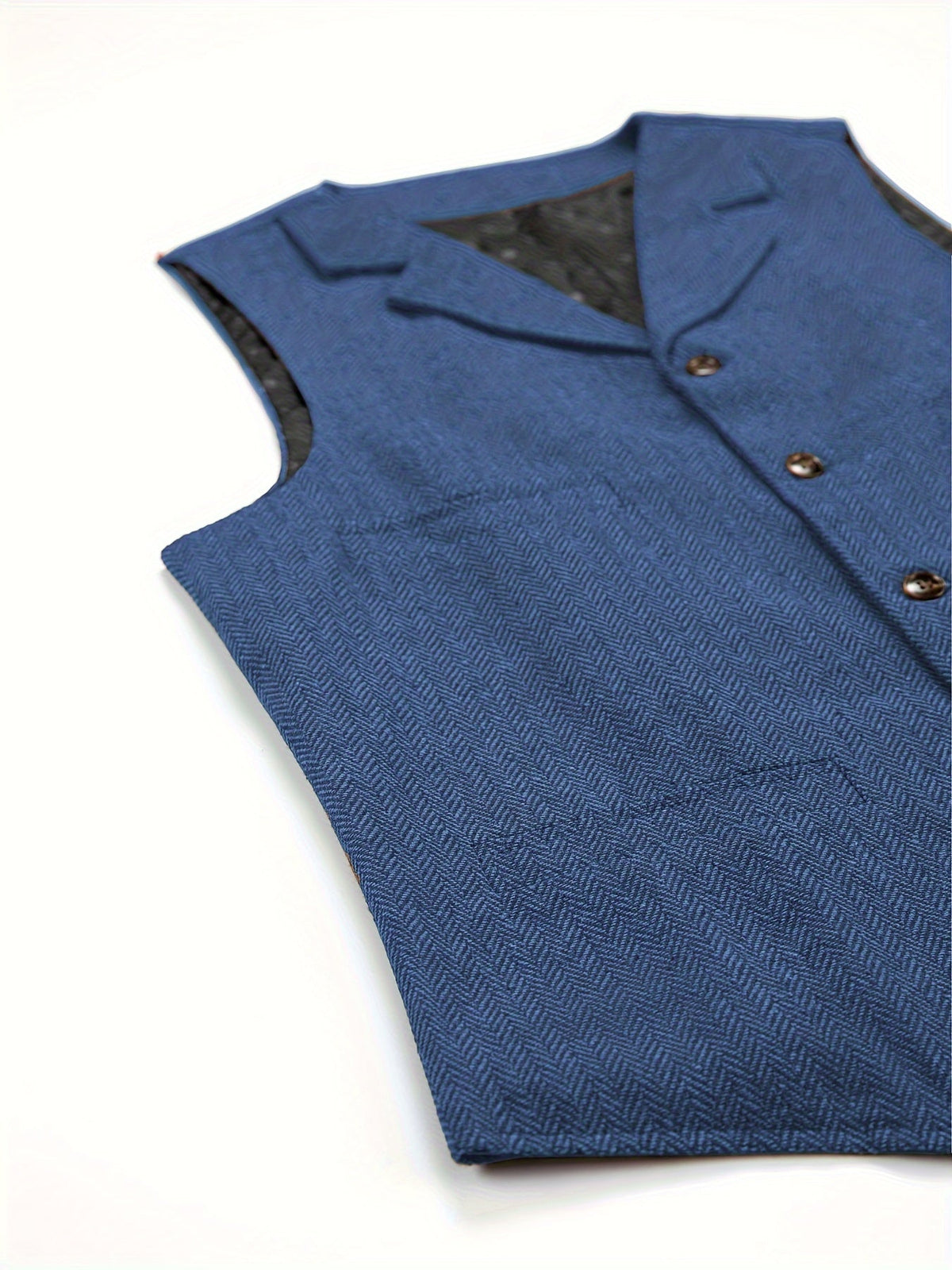 Men's Herringbone Suit Vest with Notch Lapel