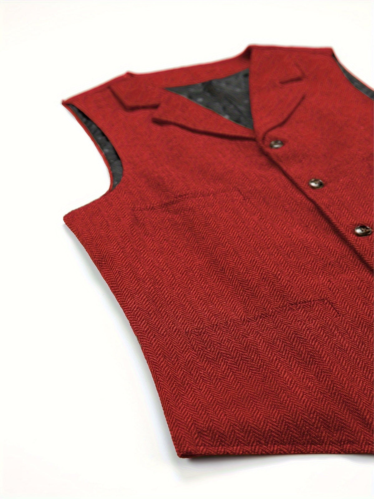 Men's Herringbone Suit Vest with Notch Lapel