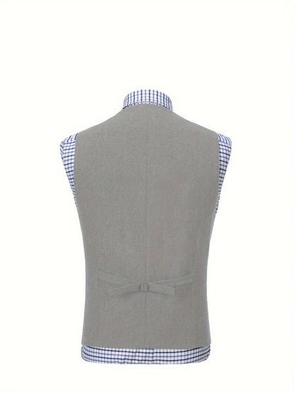 Men's Herringbone Suit Vest with Notch Lapel