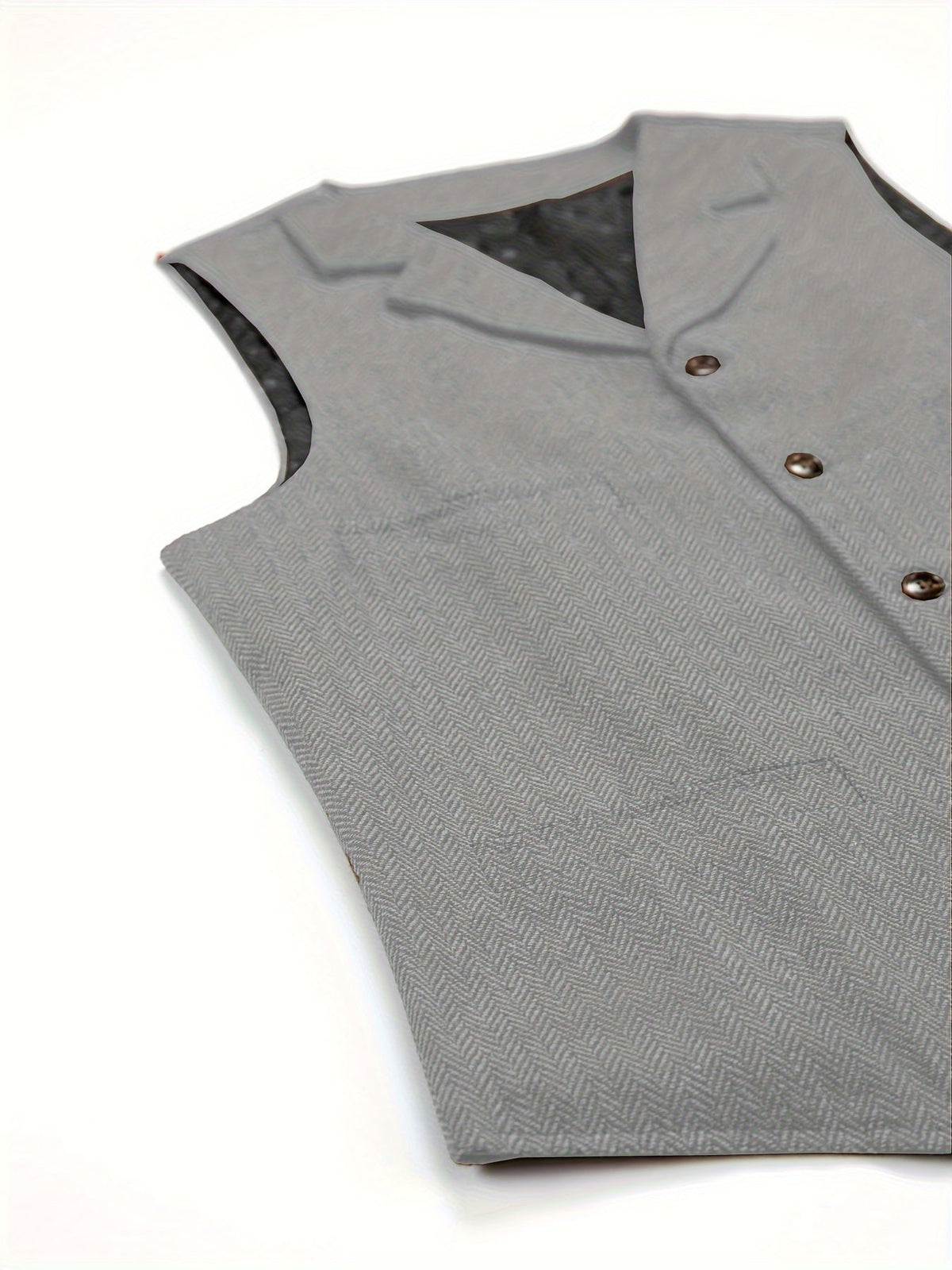 Men's Herringbone Suit Vest with Notch Lapel