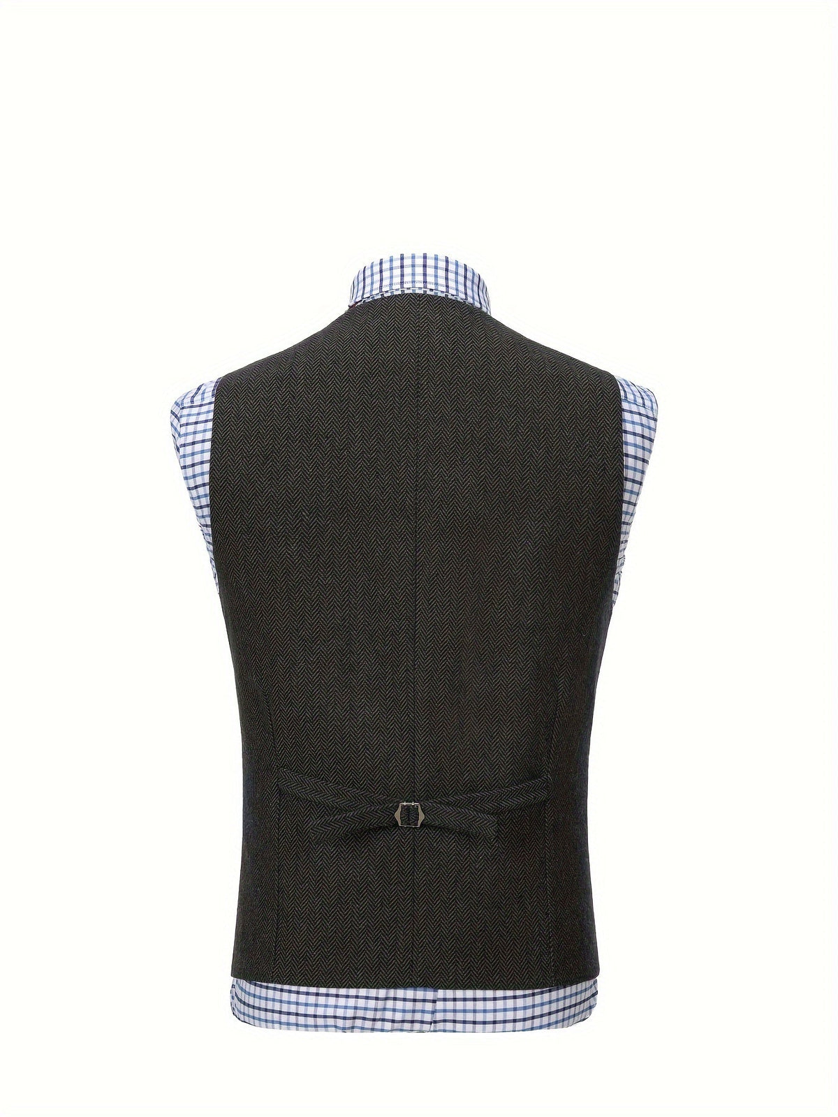 Men's Herringbone Suit Vest with Notch Lapel