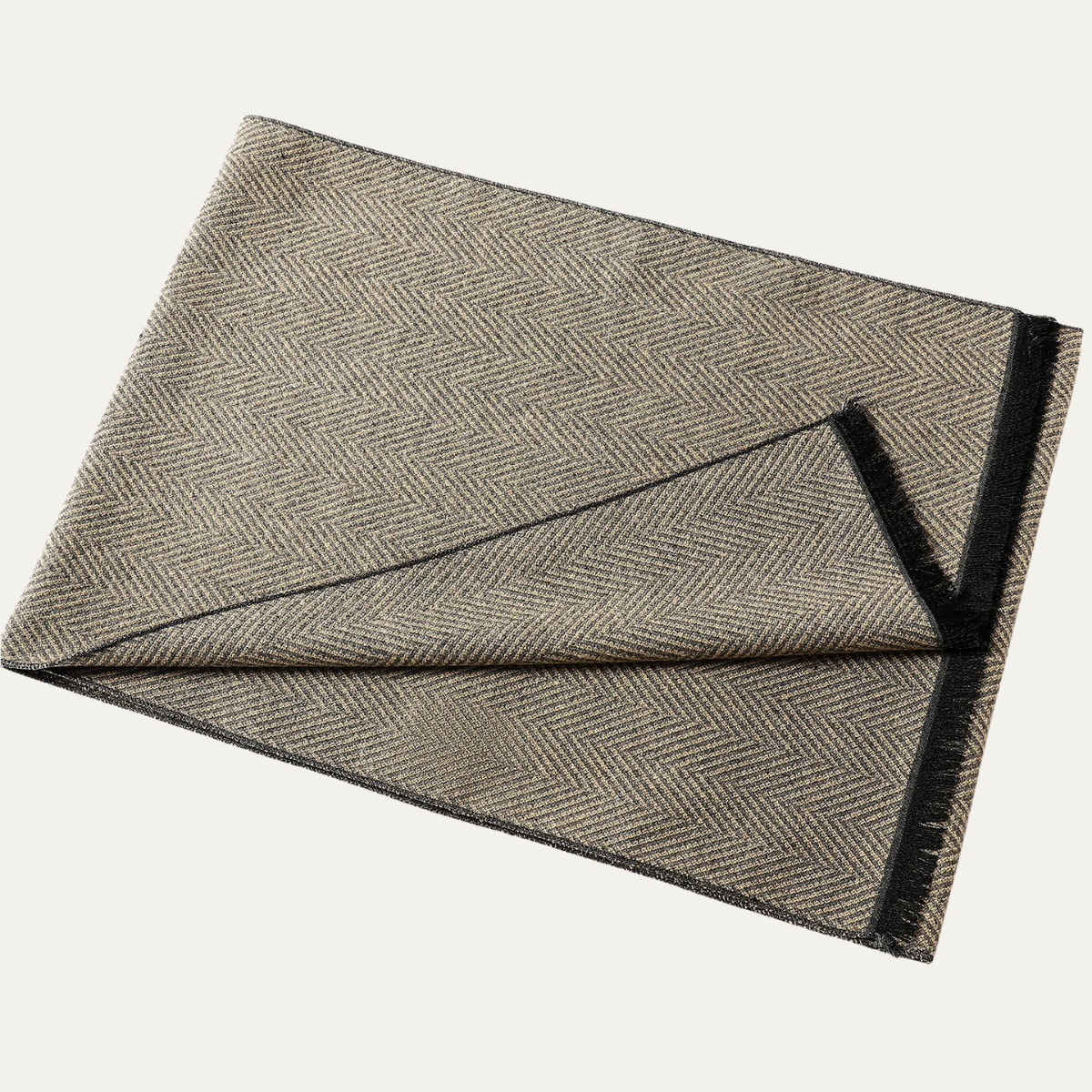 Men's Herringbone Winter Scarf with Fringed Ends
