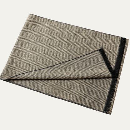 Men's Herringbone Winter Scarf with Fringed Ends