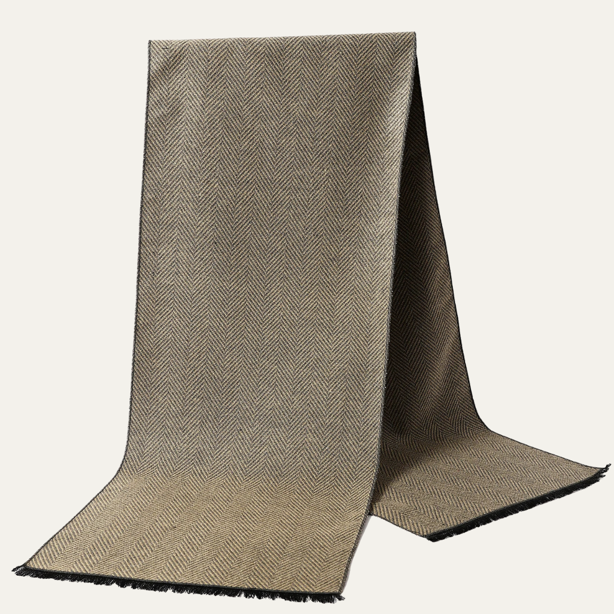 Men's Herringbone Winter Scarf with Fringed Ends