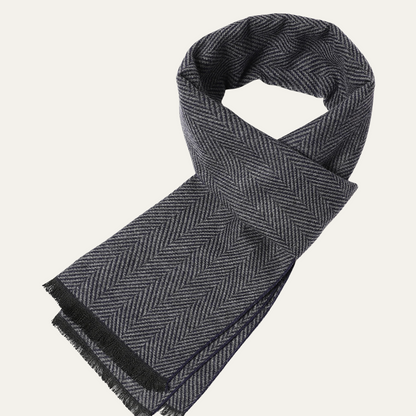 Men's Herringbone Winter Scarf with Fringed Ends