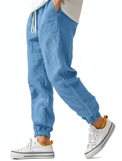 Men's Jogger Pants with Elastic Drawstring Waist and Tapered Fit