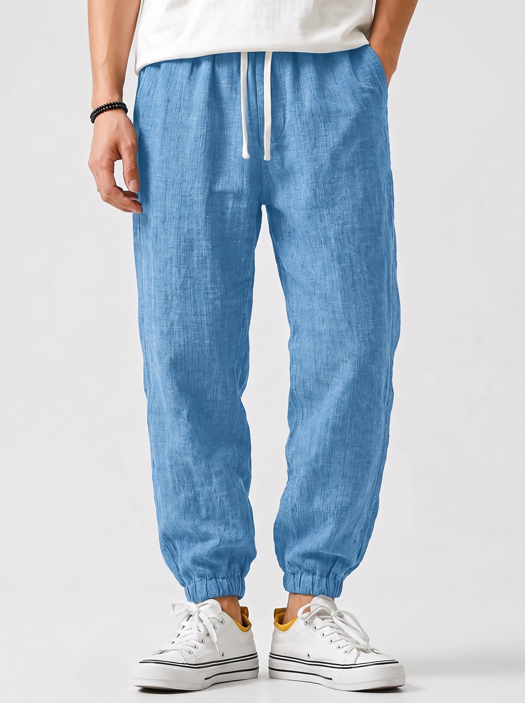 Men's Jogger Pants with Elastic Drawstring Waist and Tapered Fit