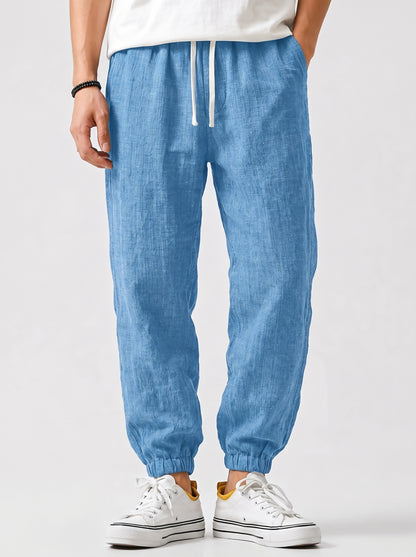 Men's Jogger Pants with Elastic Drawstring Waist and Tapered Fit