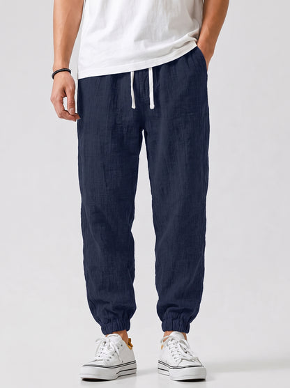 Men's Jogger Pants with Elastic Drawstring Waist and Tapered Fit