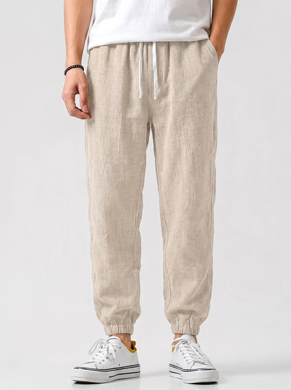 Men's Jogger Pants with Elastic Drawstring Waist and Tapered Fit