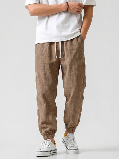 Men's Jogger Pants with Elastic Drawstring Waist and Tapered Fit