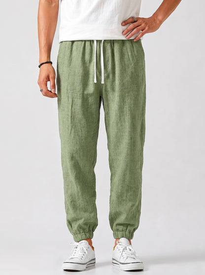 Men's Jogger Pants with Elastic Drawstring Waist and Tapered Fit