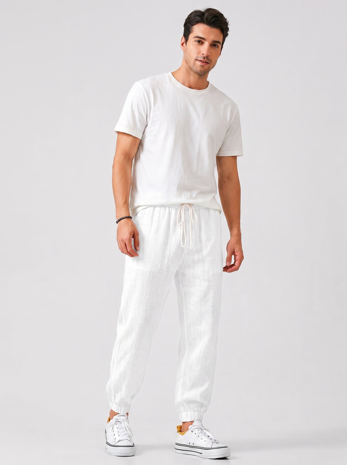 Men's Jogger Pants with Elastic Drawstring Waist and Tapered Fit