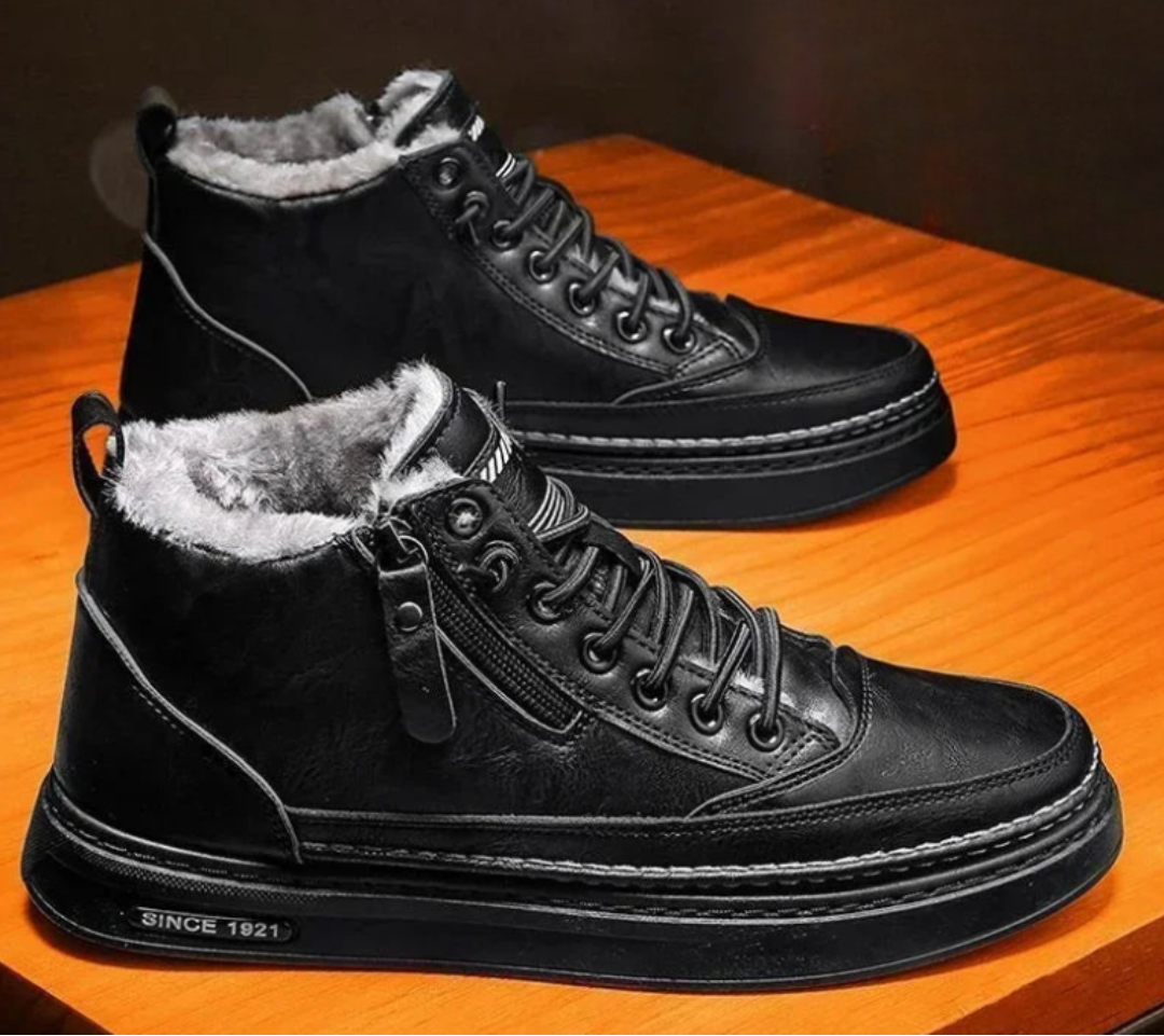 Men's Lace-Up Ankle Boots with Side Zip, Moc-Toe Stitching and Platform Sole