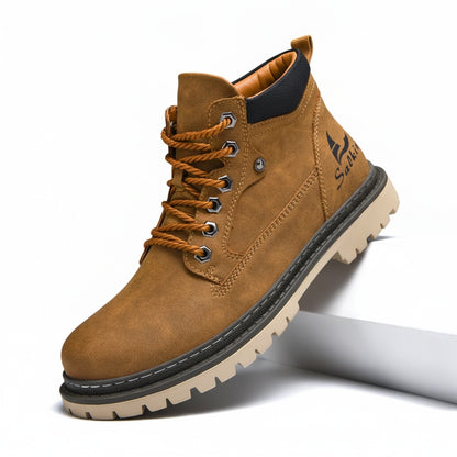 Men's Lace-Up Hiking Boots with Padded Collar and Reinforced Heel