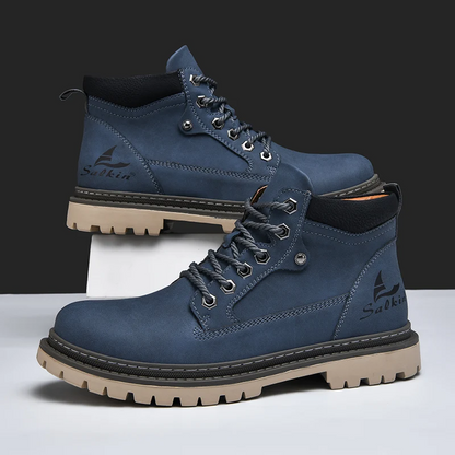 Men's Lace-Up Hiking Boots with Padded Collar and Reinforced Heel