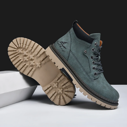 Men's Lace-Up Hiking Boots with Padded Collar and Reinforced Heel