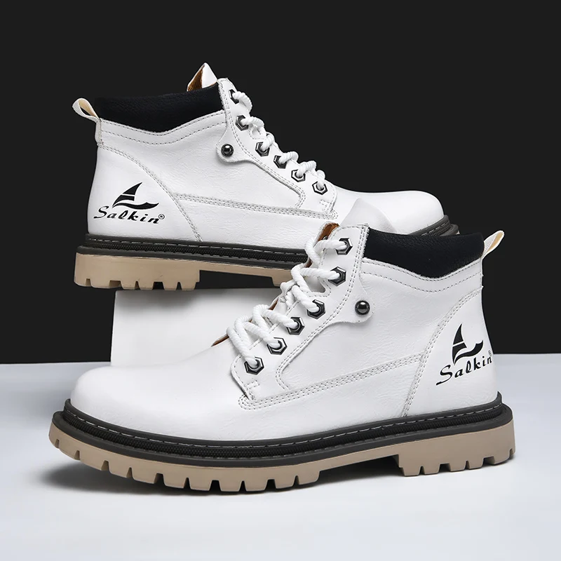 Men's Lace-Up Hiking Boots with Padded Collar and Reinforced Heel