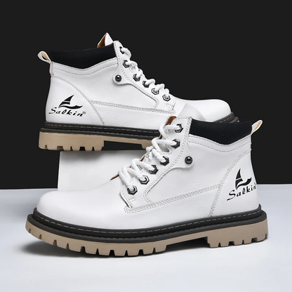 Men's Lace-Up Hiking Boots with Padded Collar and Reinforced Heel