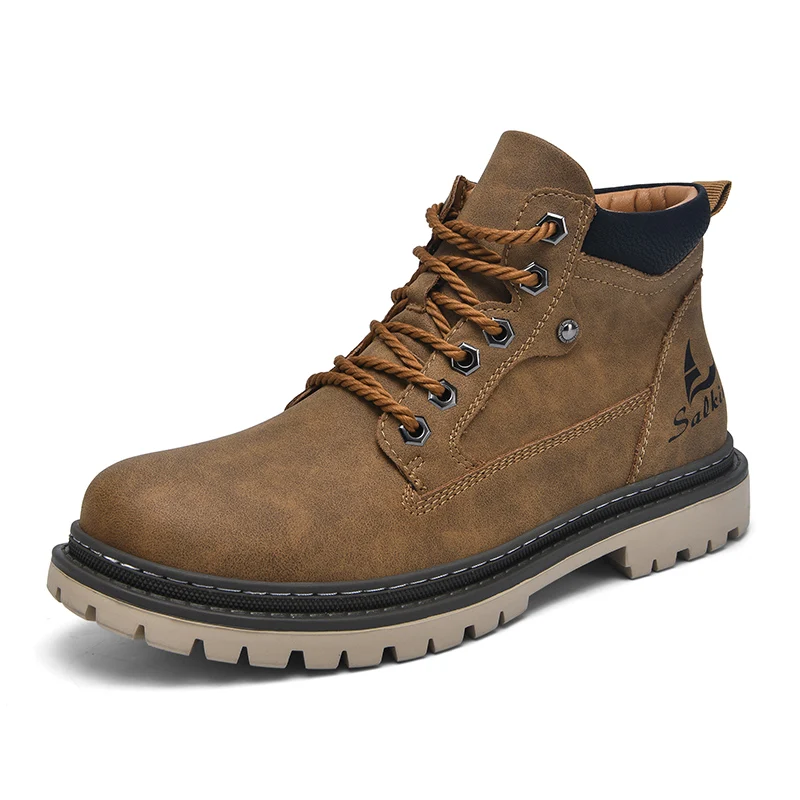 Men's Lace-Up Hiking Boots with Padded Collar and Reinforced Heel