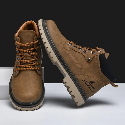 Men's Lace-Up Hiking Boots with Padded Collar and Reinforced Heel