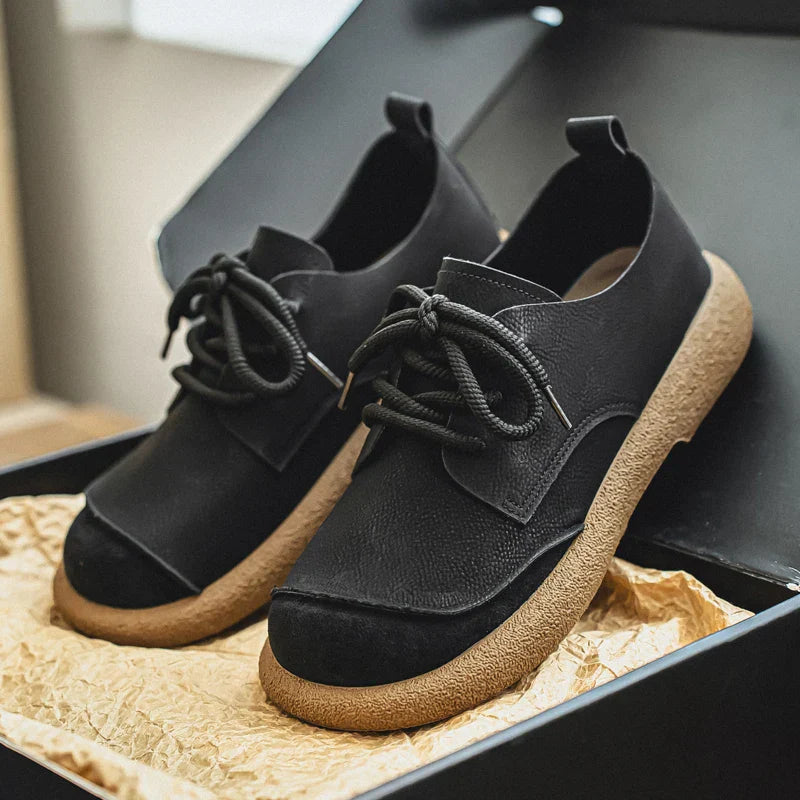 Men's Lace-Up Oxford Shoes with Round Toe and Chunky Sole
