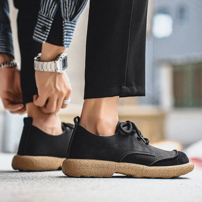 Men's Lace-Up Oxford Shoes with Round Toe and Chunky Sole