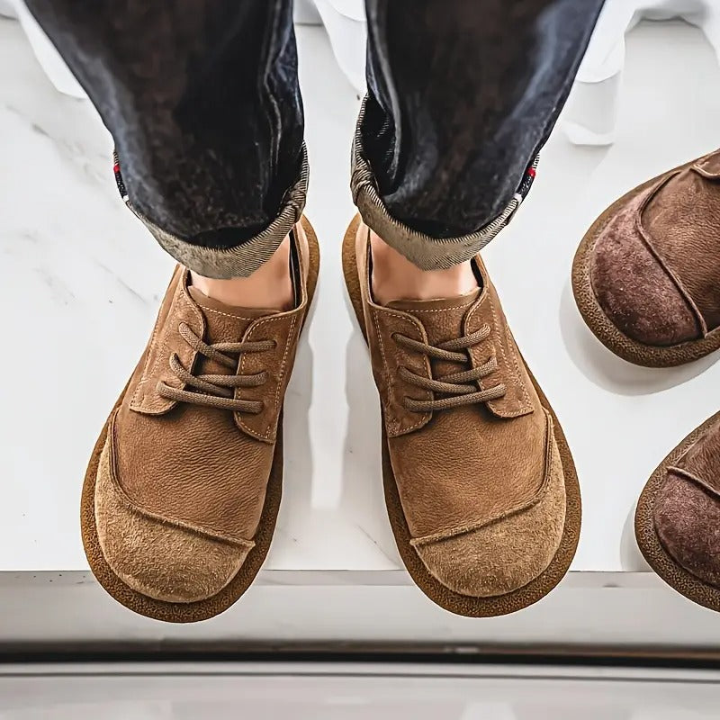 Men's Lace-Up Shoes with Round Toe and Chunky Sole