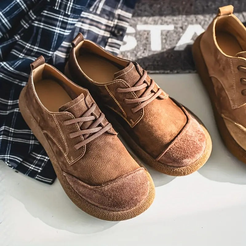 Men's Lace-Up Shoes with Round Toe and Chunky Sole